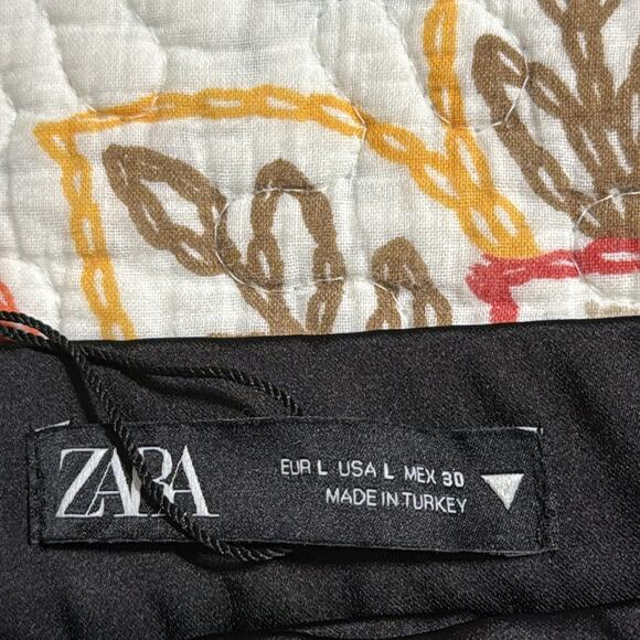 ZARA women’s size large shiny black pull on flat front flowy satin dressy formal - Picture 6 of 13